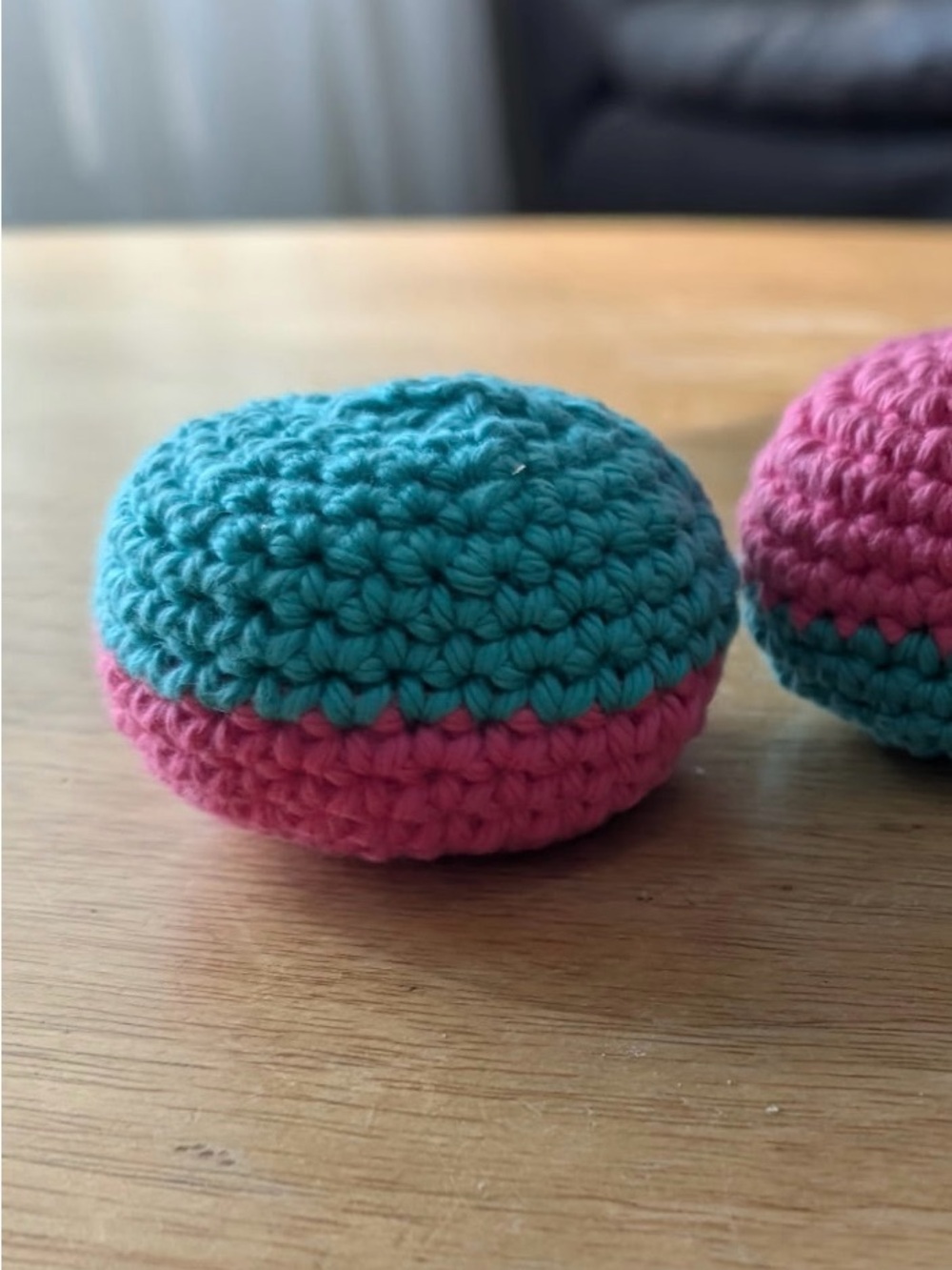 Handmade Crochet Hacky Sack - Teal & Pink